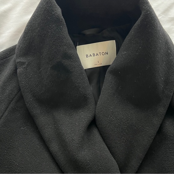 Babaton 100% Wool Robe coat in size small in black - Picture 3 of 11